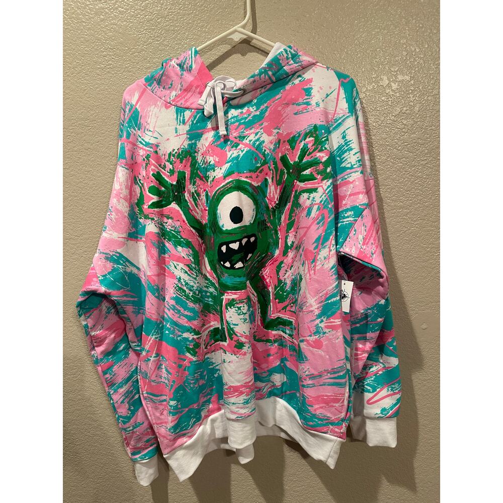 NWT Disney Parks Pixar Monsters Inc Mike Wazowski Abstract Art Hoodie L